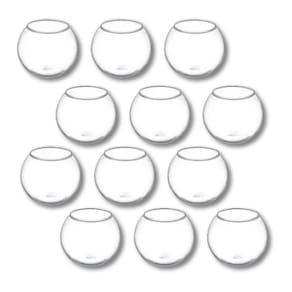 Kit 20 Mini Vaso Aquário Castiçal Redondo De Vidro 750Ml