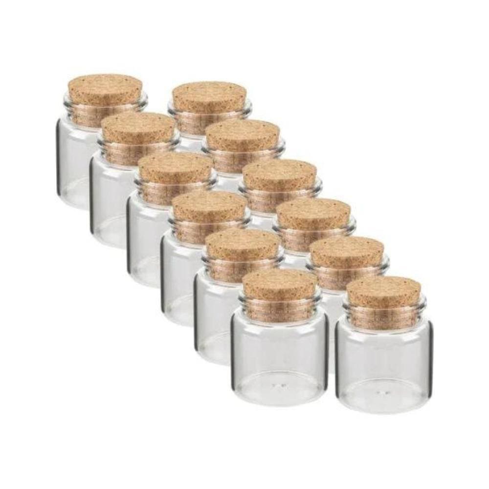 Kit 12 Potes De Vidro Com Rolha Boca Larga 50Ml