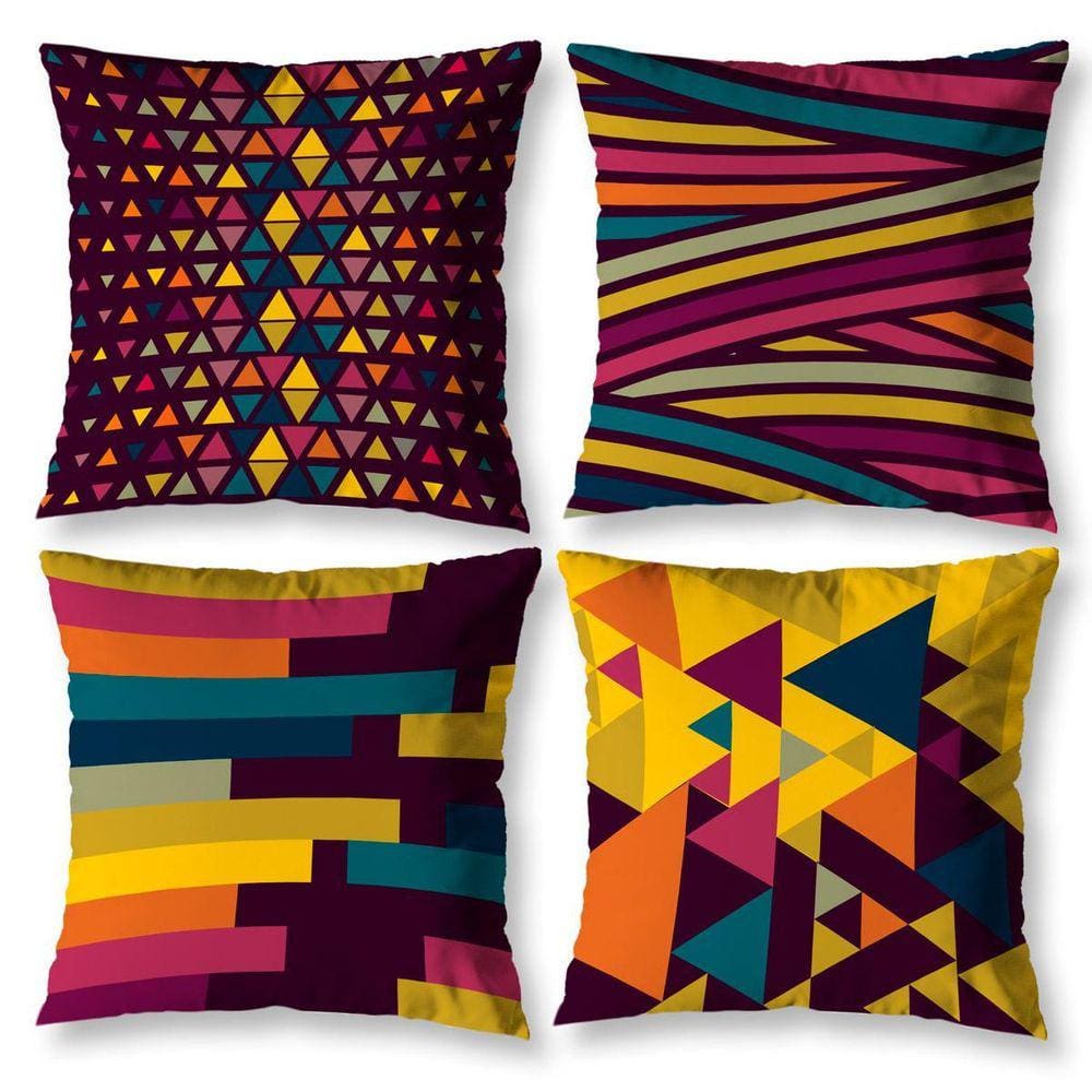 Kit 4 Almofadas Cheias Sala 40Cm X 40Cm Estampada Pastilhas