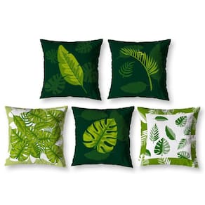 Kit 5 Capas De Almofada 40Cm X 40Cm Estampadas Folhas