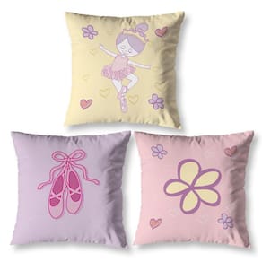 Kit 3 Capas De Almofada Infantil 40Cm X 40Cm Zíper Bailarina
