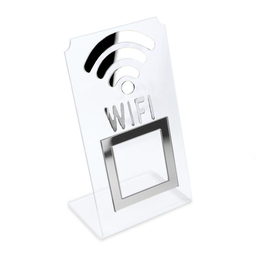 Placa Wifi Qr Code Display Acrílico Mesa Balcão Transparente