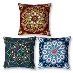 Kit 3 Almofadas Cheias 40Cm X 40Cm Estampadas Mandala