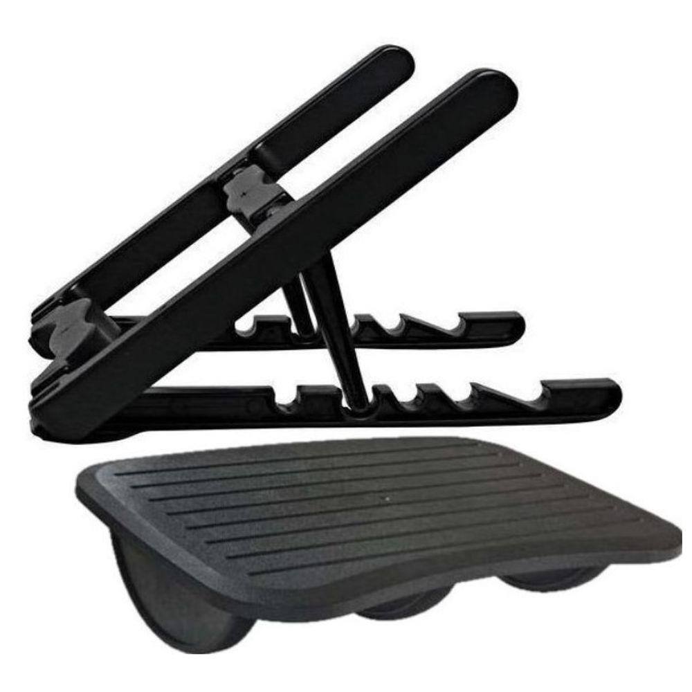 KIT Ergonômico-Suporte P/Notebook + Apoio Ergonômico P/pés - Ajustável - Masticmol