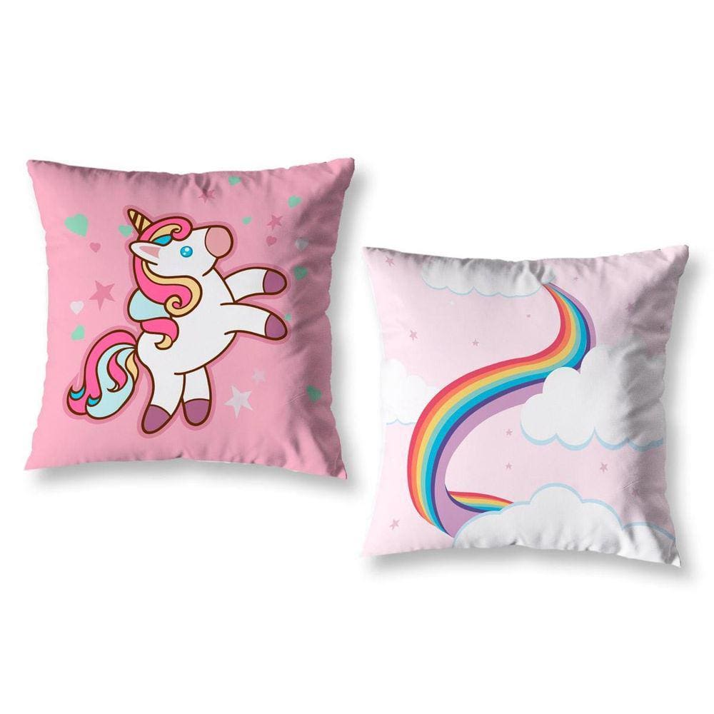 Kit 2 Almofadas Cheias Estampadas Infantil 40X40 Unicornio 1