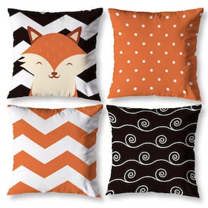 Kit 4 Capas Almofada Para Sala 40Cm X 40Cm Estampadas Raposa