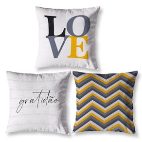 Kit 3 Capas De Almofada 40 X 40 Estampadas Chevron Amarelo
