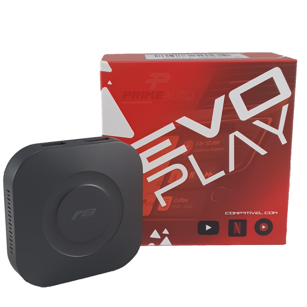 Streaming Box Automotivo Evoplay 2+16GB USB WIFI para Carplay Android Auto Saída HDMI