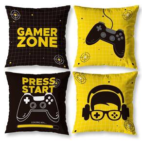 Kit 4 Capas Almofada Menino 40Cm X 40Cm Estampadas Game Zone