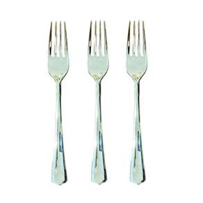 Kit 36 Garfos Descartáveis De Luxo Em Plástico Prata 18Cm