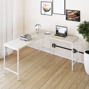 Mesa de Escritório em L Estilo Industrial 150x140cm Active Snow / Est.Branca