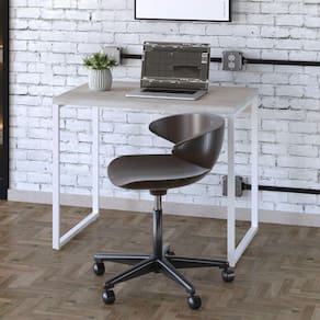 Mesa para Escritório Office Estilo Industrial 90cm Kuadra Snow/Est.Branca