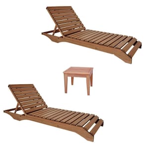 Conjunto 2 Espreguiçadeiras E 1 Mesinha de Centro Para Jardim em Madeira Maciça Madeira