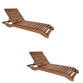Conjunto 2 Espreguiçadeiras Para Jardim em Madeira Maciça Chaise Long Madeira