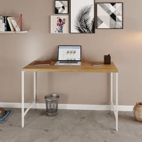 Escrivaninha Estilo Industrial 120cm Active Yescasa Lâmina Mel / Est.Branca