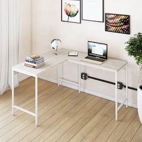 Mesa de Escritório em L Estilo Industrial 120x140cm Active Snow / Est.Branca