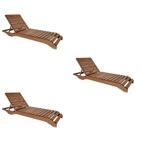 Conjunto 3 Espreguiçadeiras Para Jardim em Madeira Maciça Chaise Long Madeira