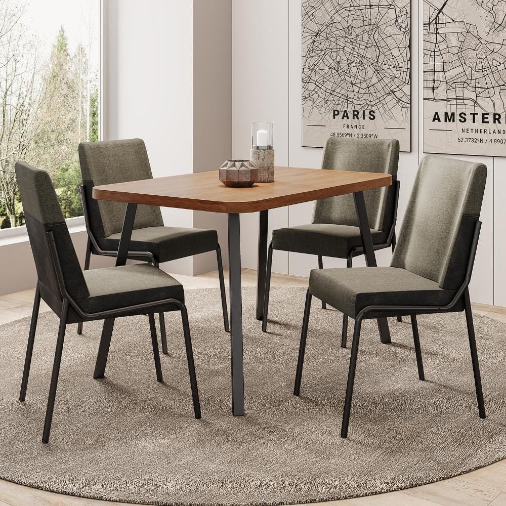 Conjunto Sala de Jantar 4 Cadeiras San Lorenzo Carraro Nog Pre