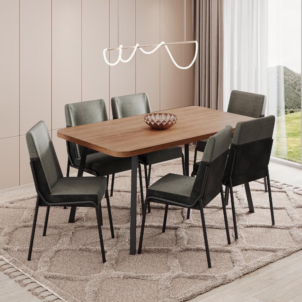 Conjunto Sala de Jantar 6 Cadeiras San Paolo Carraro Nog Pre