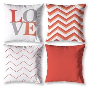 Kit 4 Capas Almofada Sala 40Cm X 40Cm Estampada Love Laranja