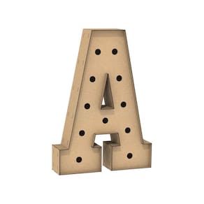 Letra Caixa Grande A Mdf 90Cm Altura Furo Lampada Iluminação