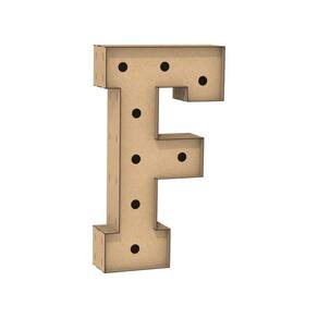 Letra Caixa Grande F Mdf 90Cm Altura Furo Lampada Iluminação