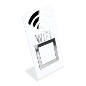 Placa Wifi QR Code Display Acrílico de Mesa Balcão Branco Cor:Branco e Prata