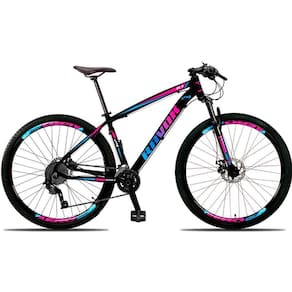 Bicicleta Bike Aro 29 Alumínio 21 Velocidades Shimano Suspensão Freio A Disco Cor: Azul E Rosa Tam: 17"