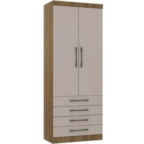 Guarda Roupa Modulado 90cm 2 Portas E 4 Gavetas Paris Luciane Móveis Avelã Pf Com Cinammon Pf