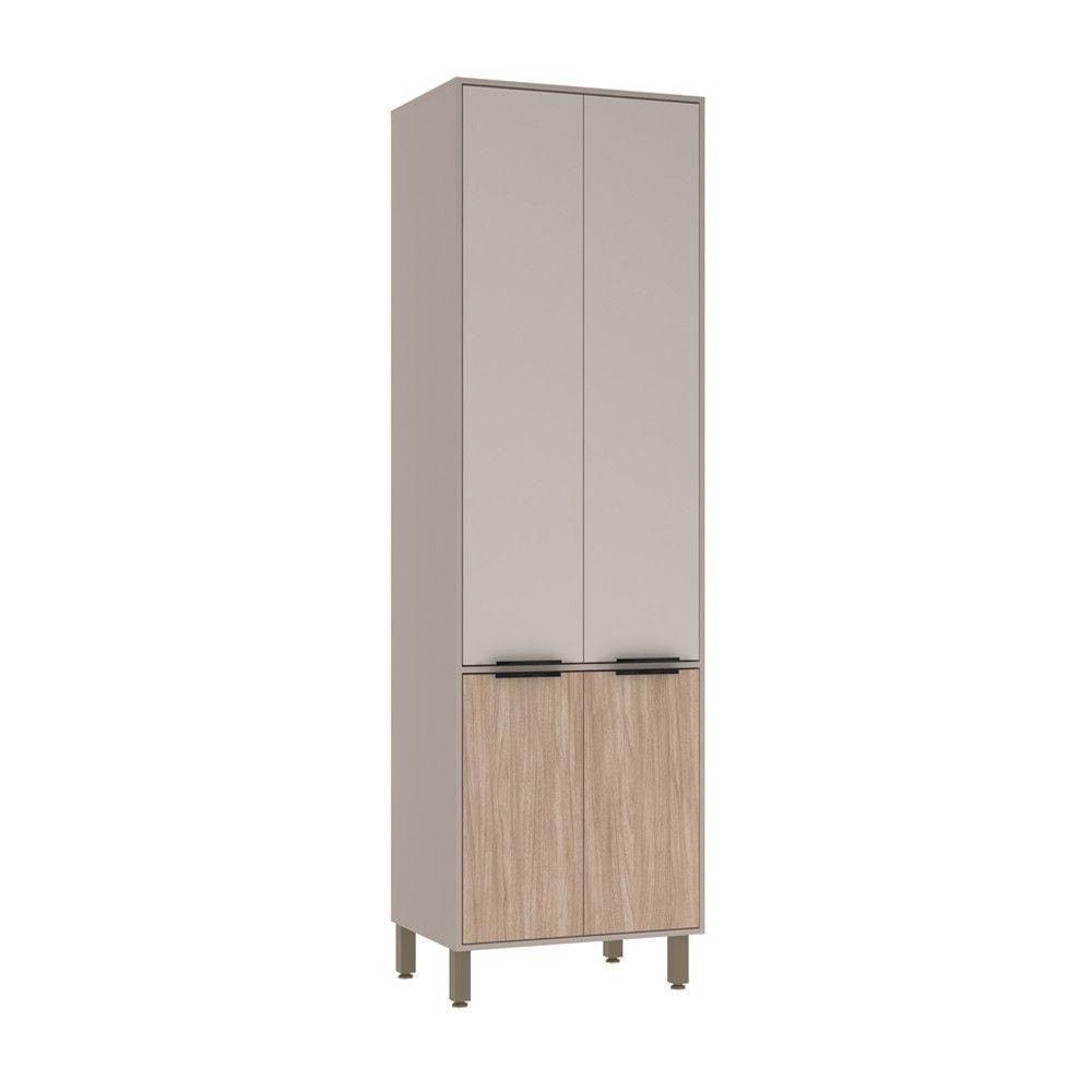 Paneleiro Simples 70cm 4 Portas Stylo Luciane Móveis Cinammon-beige-cumaru