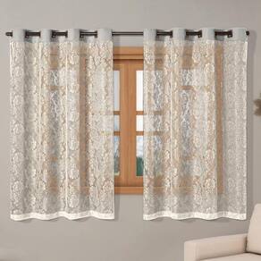 Cortina De Renda Para Sala 2,20M X 1,40M Palha Com Cinza