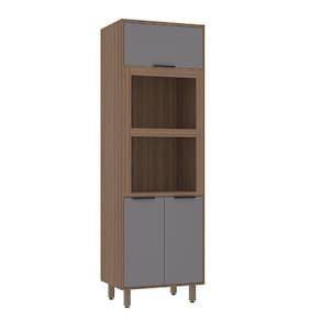 Paneleiro Torre Quente 70cm 3 Portas Com Espaço Para Forno E Micro-ondas Aspen Luciane Móveis Vanilla Com Cinza Puro