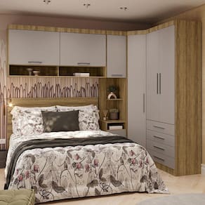 Quarto De Canto Casal Com Guarda Roupas Cabeceira Paris Luciane Móveis Avelã Pf Com Cinammon Pf