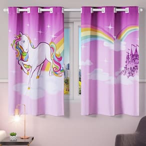 Cortina Infantil Quarto De Criança 2,00M X 1,30M Unicórnio
