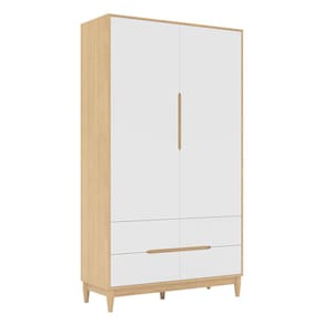 Guarda-Roupa Tomi 2 Portas e 4 Gavetas - Carvalho Malva com Branco
