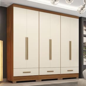 Quarto Modulado 3 Peças 6 Portas 3 Gavetas Smart Plus Cinamomo/Off White
