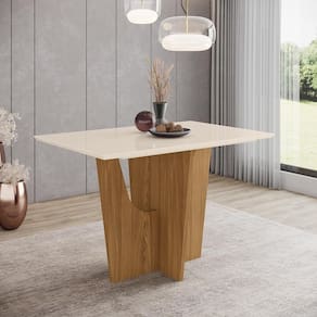 Mesa de Jantar Vertice 120 S/ Vidro Nature/Off White - Henn