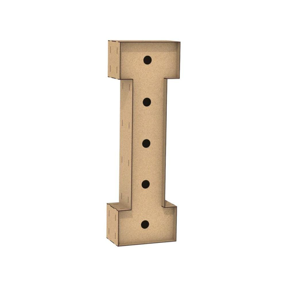 Letra Caixa Grande I Mdf 60Cm Altura Furo Lampada Iluminação