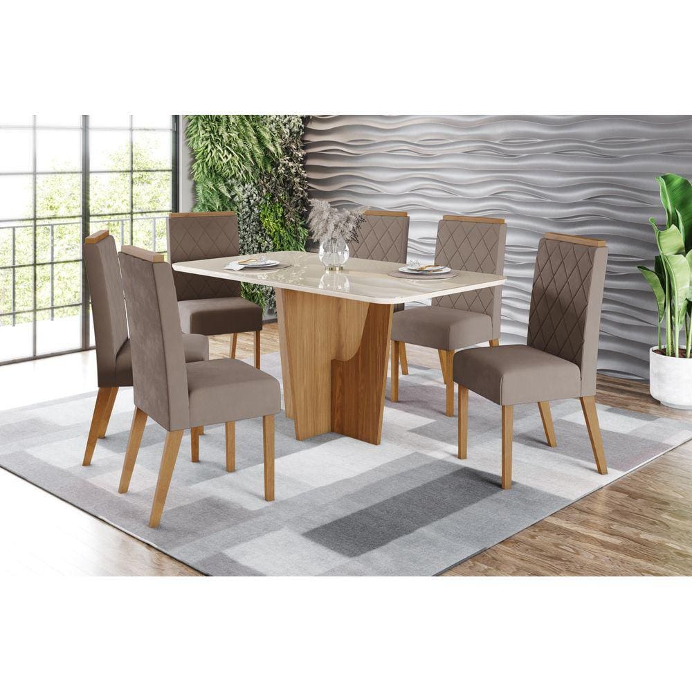 Mesa de Jantar Vertice 160 C/ Vidro Nature/Off White - Henn