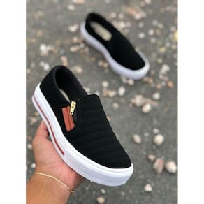 Tênis Sapatênis Sapatilha feminino Slip On Zíper casual Leve e confortável