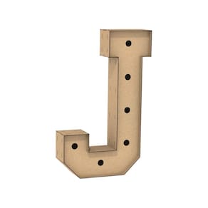 Letra Caixa Grande J Mdf 80Cm Altura Furo Lampada Iluminação