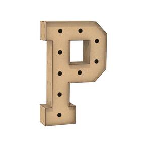 Letra Caixa Grande P Mdf 90Cm Altura Furo Lampada Iluminação