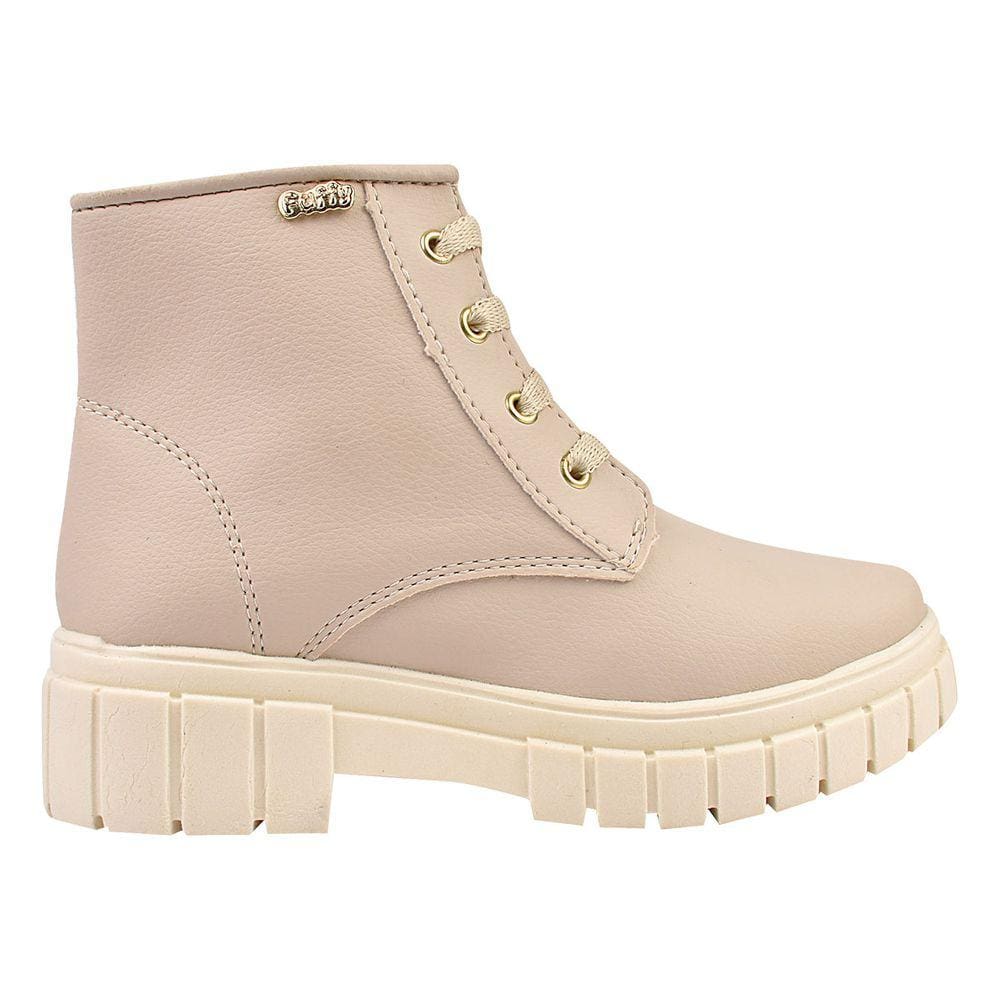 Bota Menina Infantil Coturno Off White Blogueira Cano Curto