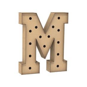 Letra Caixa Grande M Mdf 100Cm Altura Furo Lampad Iluminação