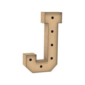 Letra Caixa Grande J Mdf 60Cm Altura Furo Lampada Iluminação