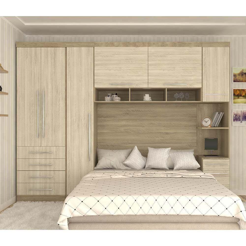 Guarda Roupa Modulado Casal 7 Pts 5 Gavetas Cabeceira Master Móveis Avelã Rústico Com ártico Rústico