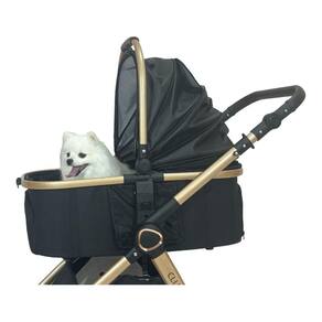 Carrinho de Passeio Cães/ Gatos 3em1 Preto para Pet Club Baby