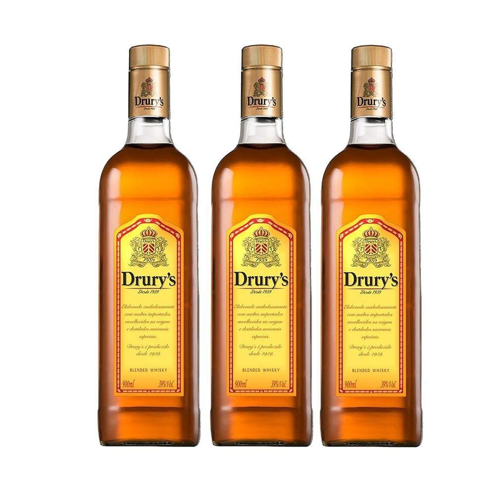 Kit Whisky Drury`s Blended Nacional 900ml 3 unidades