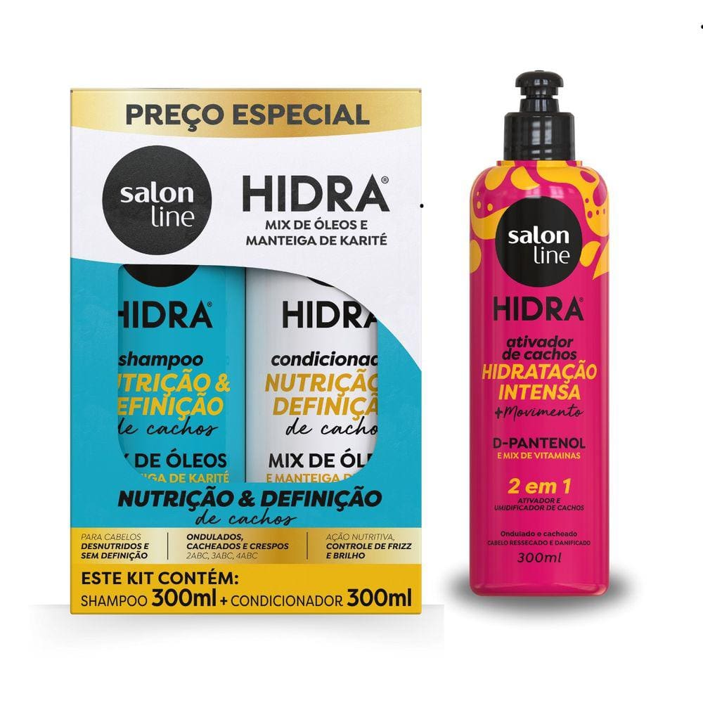 Kit Salon Line Hidra Nutricao e Definicao de Cachos+Ativ 2em1 300ml