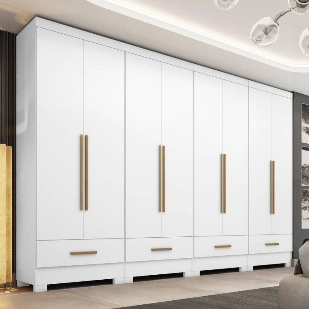 Quarto Modulado 4 Peças 8 Portas 4 Gavetas Smart Plus Branco
